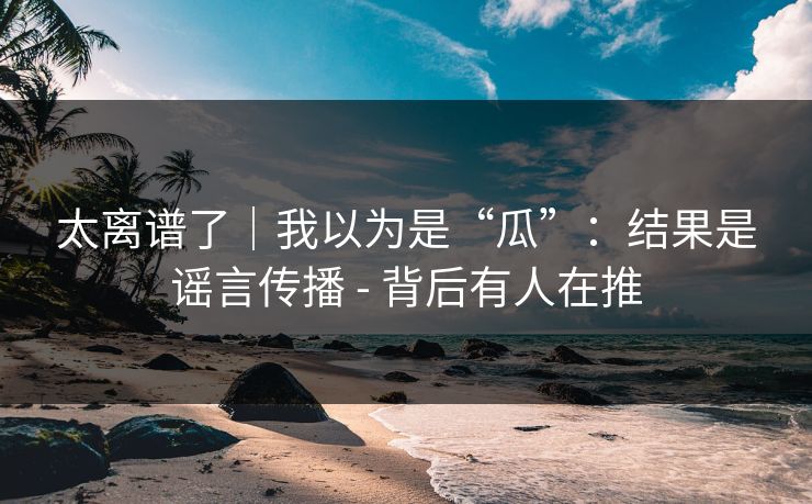太离谱了｜我以为是“瓜”：结果是谣言传播 - 背后有人在推