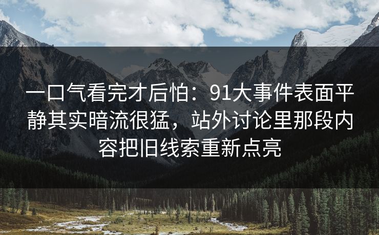 一口气看完才后怕：91大事件表面平静其实暗流很猛，站外讨论里那段内容把旧线索重新点亮
