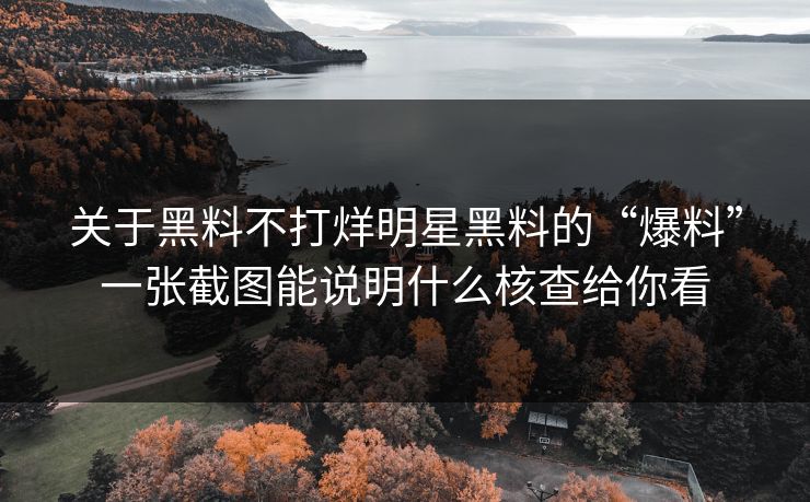 关于黑料不打烊明星黑料的“爆料”一张截图能说明什么核查给你看